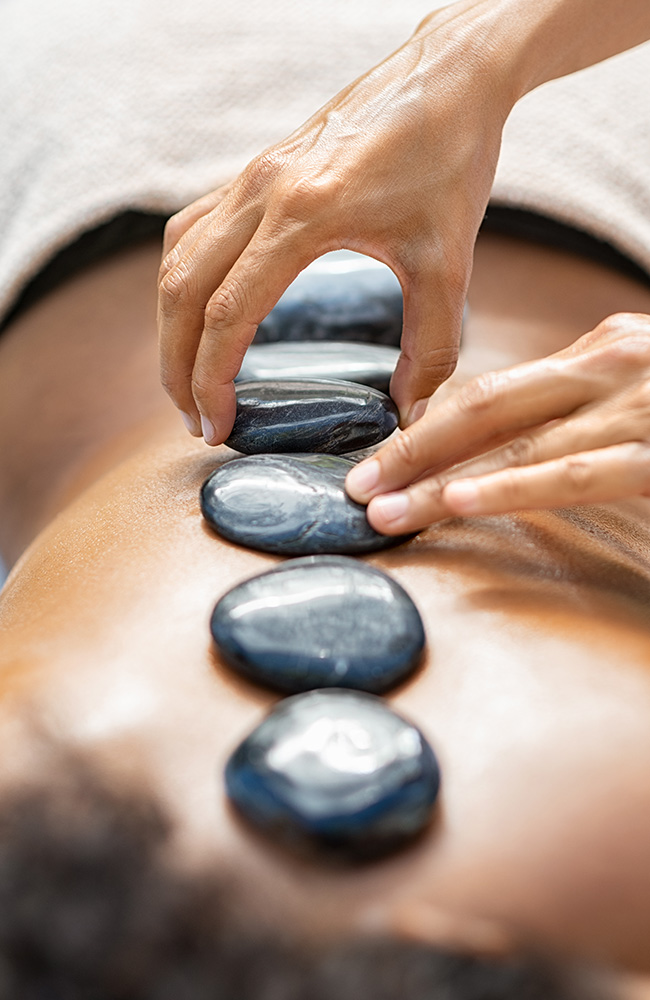hot stones plaaten op rug